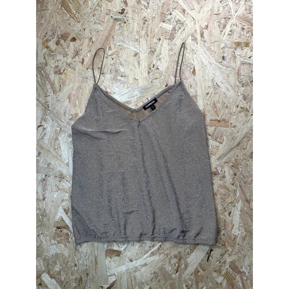 Express Metallic Shimmer Cami Top Womens Medium Gold Bronze Sparkle Camisole